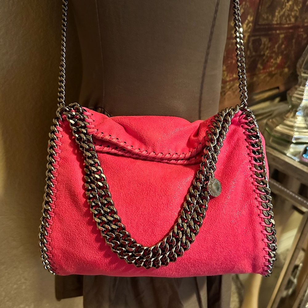 Stella McCartney fold over crossbody shaggy deer bag